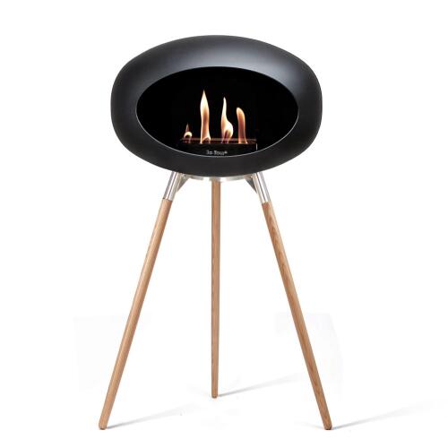 Le Feu Bioethanolkamin Ground High Black/ Steel Bowl/Soaptreated Oak Legs 79 cm