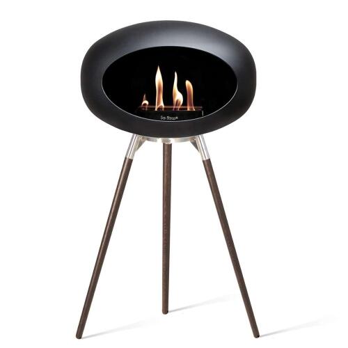 Le Feu Bioethanolkamin Ground High Black/ Steel Bowl/Smoked Oak Legs 79 cm