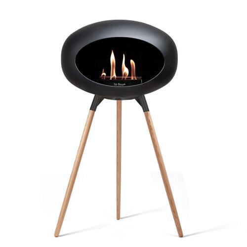 Le Feu Bioethanolkamin Ground High Black/Black Bowl/Soaptreated Oak Legs 79 cm