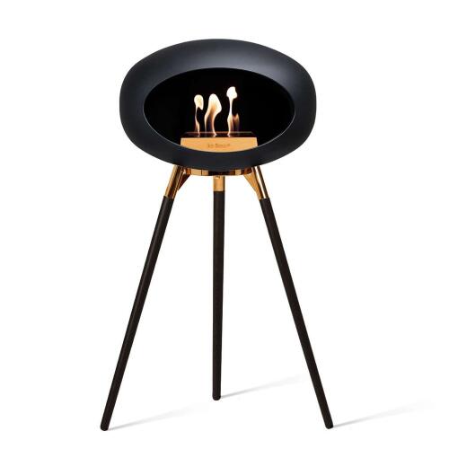 Le Feu Bioethanolkamin Ground High Black/ Roségold Bowl/Black Oak Legs 79 cm