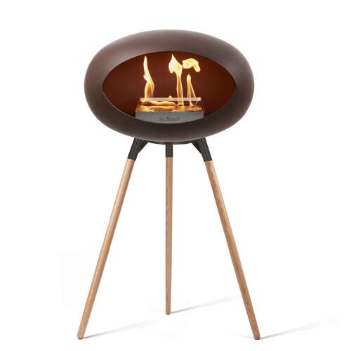 Le Feu Bioethanolkamin Ground High Mocca/ Black Bowl/Soaptreated Oak Legs 79 cm