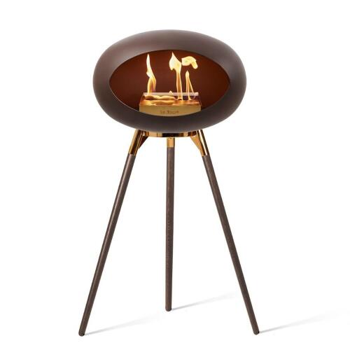 Le Feu Bioethanolkamin Ground High Mocca/ Roségold Bowl/Smoked Oak Legs 79 cm