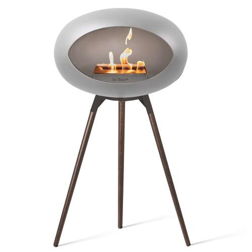 Le Feu Bioethanolkamin Ground High Nickel/ Black Bowl/Smoked Oak Legs 79 cm