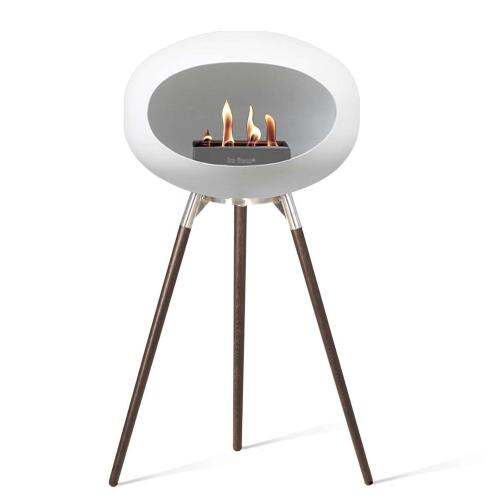 Le Feu Bioethanolkamin Ground High White/ Steel Bowl/Smoked Oak Legs 79 cm