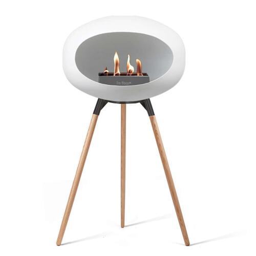 Le Feu Bioethanolkamin Ground High White/ Black Bowl/Soaptreated Oak Legs 79 cm