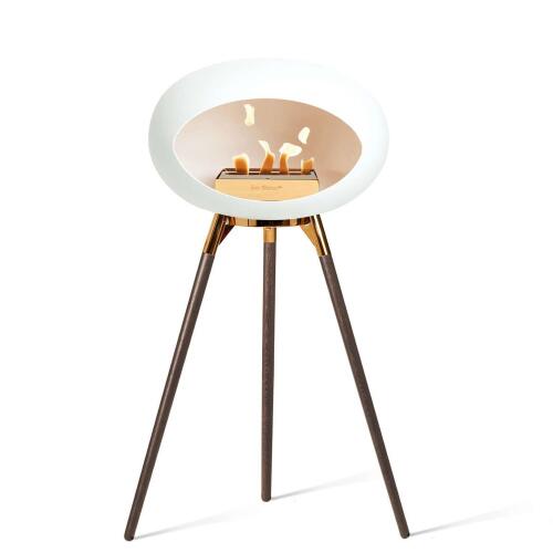 Le Feu Bioethanolkamin Ground High White/ Roségold Bowl/Smoked Oak Legs 79 cm