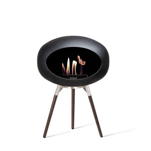 Le Feu Bioethanolkamin Ground Low Black/Steel Bowl/Smoked Oak Legs 45 cm