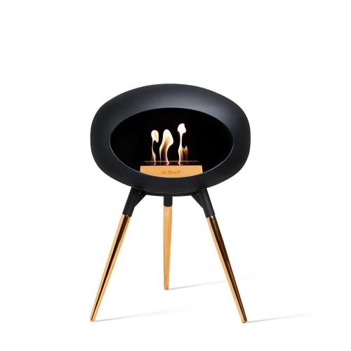 Le Feu Bioethanolkamin Ground Low Black/Black Bowl/Roségold Legs 45 cm