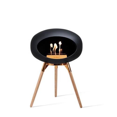 Le Feu Bioethanolkamin Ground Low Black/Roségold Bowl/Soaptreated Oak Legs 45 cm