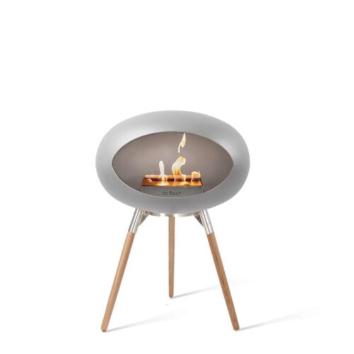 Le Feu Bioethanolkamin Ground Low Nickel/Steel Bowl/ Soaptreated Oak Legs 45 cm