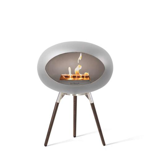 Le Feu Bioethanolkamin Ground Low Nickel/Steel Bowl/ Smoked Oak Legs 45 cm