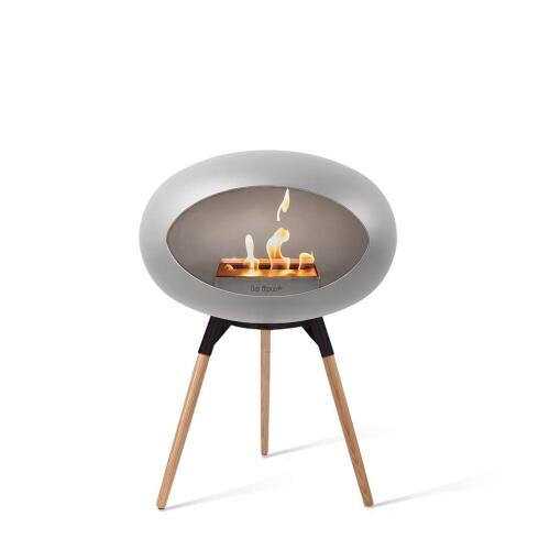 Le Feu Bioethanolkamin Ground Low Nickel/Black Bowl/ Soaptreated Oak Legs 45 cm