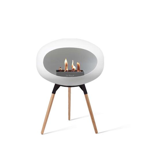 Le Feu Bioethanolkamin Ground Low White/Black Bowl/Soaptreated Oak Legs 45 cm