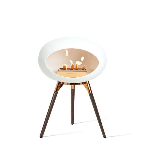 Le Feu Bioethanolkamin Ground Low White/Roségold Bowl/Smoked Oak Legs 45 cm