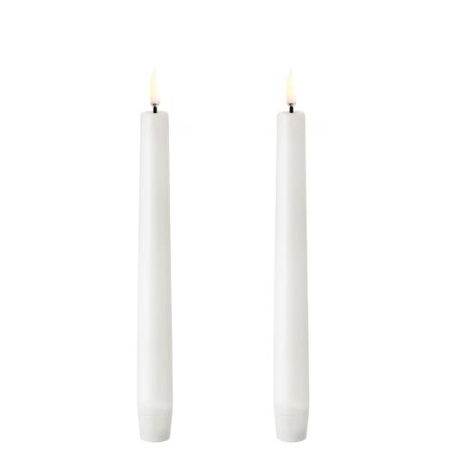 Uyuni Echtwachs-LED-Stabkerze Nordic White Smooth 20,5 cm 2er Set