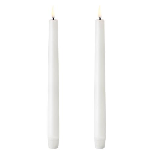 Uyuni Echtwachs-LED-Stabkerze Nordic White Smooth 25,5 cm 2er Set