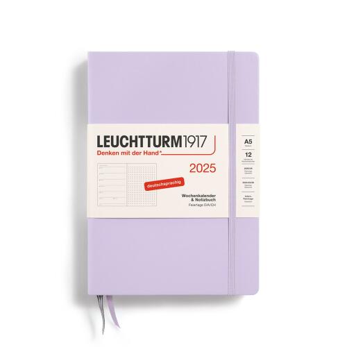 Leuchtturm1917 Wochenkalender 2025 & Notizbuch Medium A5 Hardcover Lilac Dotted