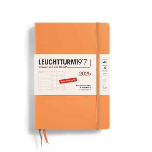 Leuchtturm1917 Wochenkalender 2025 & Notizbuch Medium A5 Hardcover Apricot Dotted