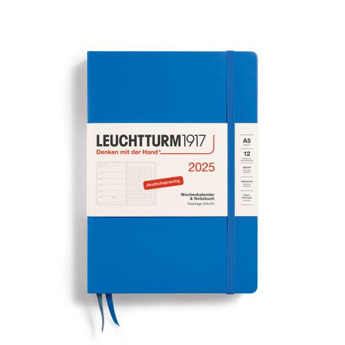 Leuchtturm1917 Wochenkalender 2025 & Notizbuch Medium A5 Hardcover Sky Dotted