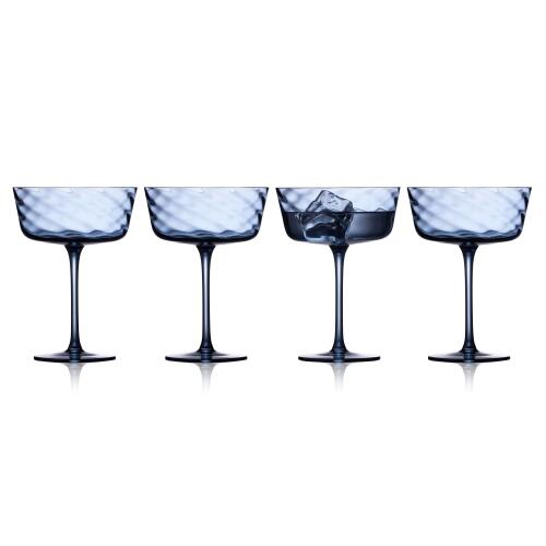 Lyngby Glas Vienna Champagnerschale Blau 4er Set