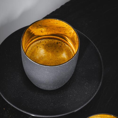 Eisch Cosmo Espressobecher mit in Untersetzer 109/6 Geschenkröhr Gold
